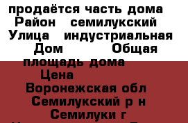 продаётся часть дома › Район ­ семилукский › Улица ­ индустриальная › Дом ­ 31/1 › Общая площадь дома ­ 47 › Цена ­ 1 700 000 - Воронежская обл., Семилукский р-н, Семилуки г. Недвижимость » Дома, коттеджи, дачи продажа   